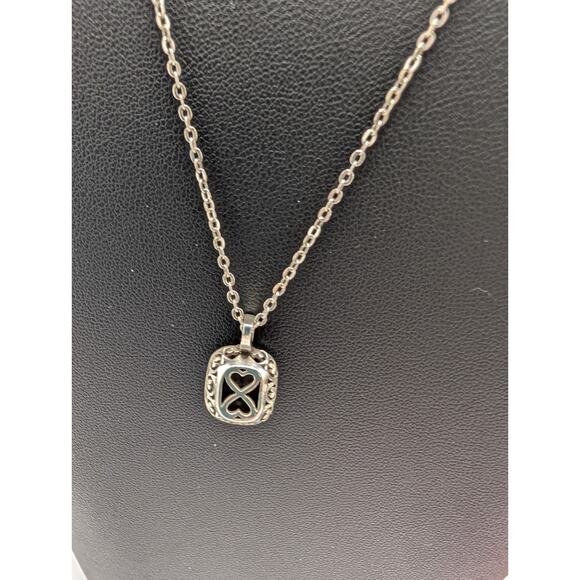 brighton swarovski necklace silver chain square pendant - Picture 4 of 8